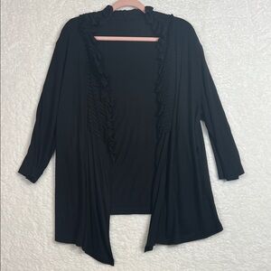 Women's Black Ruffled soft T-shirt knit Sweater